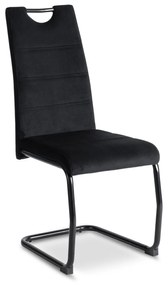 Krzesło Tapicerowane LOPEZ Czarne Na Płozach Welurowe Nowoczesne