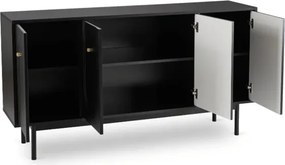Komoda do Salonu MARLEN 155 cm Czarna Czterodrzwiowa Glamour