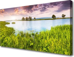 Duży obraz na płótnie Szuwary nad Cichym Jeziorem