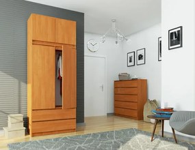 Dwudrzwiowa szafa z drążkiem i półkami olcha - Enio 3X