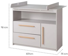 Jasnoszara komoda dziecięca z przewijakiem 107x98x75 cm Lea – Roba