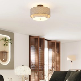 HOMCOM Lampa sufitowa, lampa wisząca z podwójnymi abażurami w lnianym wykończeniu, taupe | Aosom PL