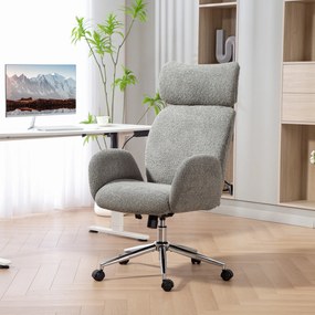 HOMCOM Fotel biurowy z regulowanym zagłówkiem, ergonomiczny fotel biurkowy, funkcja bujania, regulacja wysokości, ciemnoszary | Aosom PL