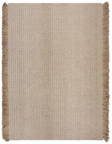 Beżowy dywan z mieszanki wełny tkany ręcznie 200x290 cm Rene Fringed Ribbed – Flair Rugs
