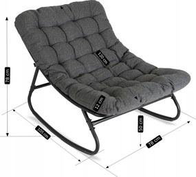 Bujany fotel na taras Aurora - bujak ogrodowy z pikowaną poduchą, szary