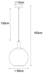 Designerska lampa wisząca czarna ze złotym szkłem - BertDesignerski Oswietlenie wewnetrzne