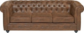 Kanapa 3-osobowa CHESTERFIELD z mikrofibry o wyglądzie postarzonej skóry