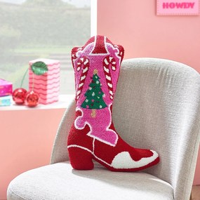 Poduszka dekoracyjna ze świątecznym motywem z materiału bouclé 48x35 cm Santa's Howdy Christmas Boot – Catherine Lansfield