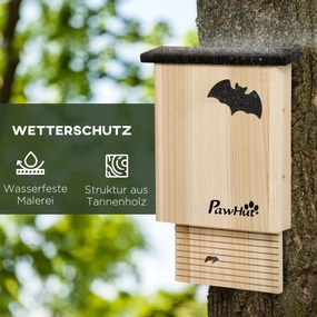 PawHut Domki dla Nietoperzy Zestaw 3 Budki Lęgowe Drewniane Ochrona Nietoperzy | Aosom PL