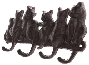 Wieszak z litego żeliwa, czarne koty, 11 x 22 cm