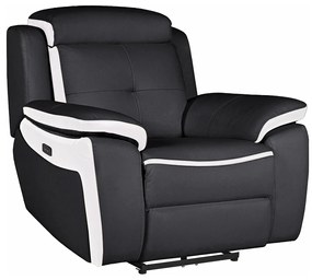 Fotel ANGELIQUE ze skóry, z elektryczną funkcją relax – kolor czarny i biały.
