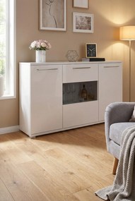 Biała duża komoda z witryną 150 cm H6-W75