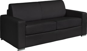 Kanapa 3-osobowa rozkładana typu express z czarnej skóry bawolej - Miejsce do spania 140 cm - Materac 22 cm - CALITO