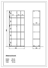 Biały regał w dekorze dębu 85x197 cm Lioni – Germania