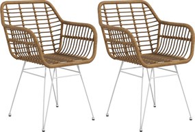HOMCOM Zestaw 2 Krzesła Boho Kuchenne PE-Rattan Wymiary 56x60x79 cm Naturalny Biały | Aosom PL