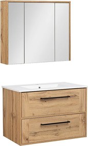Zestaw Łazienkowy 80cm Vivien Dąb Wotan Szafka z Lustrem