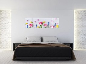 Obraz wiosennych kwiatów (170x50 cm)