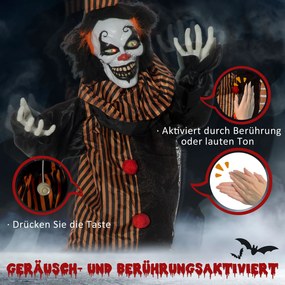 Outsunny Dekoracja Halloween Horror Clown ze specjalnymi efektami i dźwiękiem 100 cm x 18 cm x 153 cm