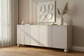 Komoda Sonatia II 200 cm czterodrzwiowa na nogach kulach - kaszmir