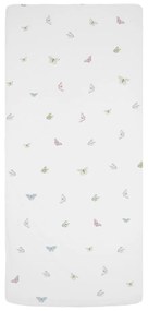 Białe prześcieradło dziecięce jednoosobowe z satyny bawełnianej z gumką 90x200 cm Flowers Around Me – Butter Kings