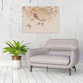 Obraz - Vintage kwiaty i motyle (70x50 cm)