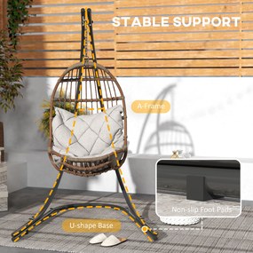 Outsunny Stelaż metalowy do fotela wiszącego w kształcie litery C z podstawą do 150kg - Czarny