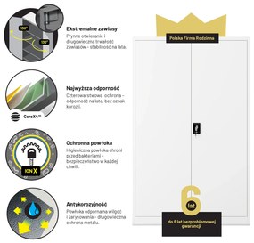 Szafa biurowa metalowa na akta biała JAN II, 1150 x 1850 x 400 mm