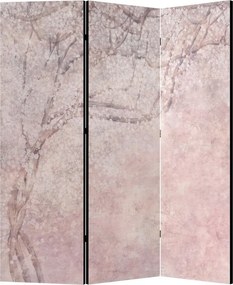Parawan pokojowy 3-częściowy 135x172 Dwustronny dekoracyjny japandi vintage Beżowy Kwitnąca Wiśnia W Bieli
