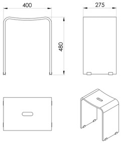 RIDDER A211110 Trendy taboret łazienkowy 40 x 48 x 27,5 cm, czarny mat