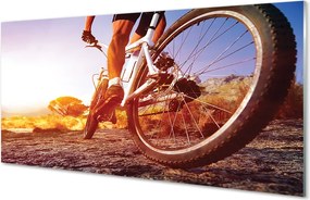 Panel szklany do Kuchni Rower na Górskiej Drodze o Zachodzie