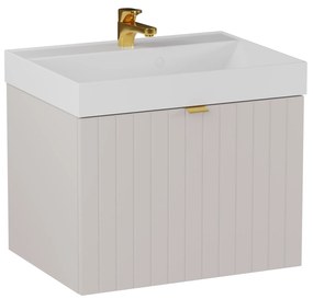 Szafka łazienkowa wisząca kaszmir lamelowy front 60 x 45 cm z umywalką z otworem CUSCO