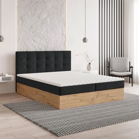 Masseno Łóżko kontynentalne MOLVEN z pojemnikiem na pościel 140x200 cm - Czarny, SORO 100