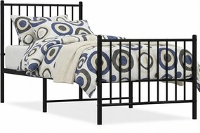 Czarne pojedyncze łóżko metalowe 90x200 cm D6-L41