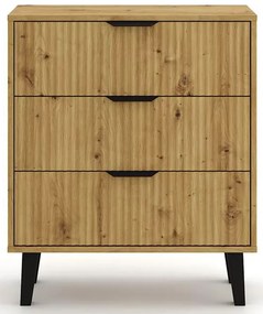 Komoda ryflowana z 3 szufladami dąb artisan N2-Z51