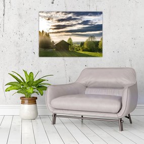 Obraz na szkle - domek leśny (70x50 cm)