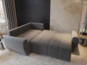 Masseno Narożnik MADISON z funkcją spania i pojemnikiem na pościel Narozniki L, Rozkładana sofa - Szary, PAROS 06