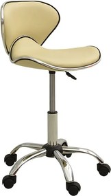 Krzesło biurowe Kremowa Skóra Ekologiczna Regulowana na Kółkach - Styl Współczesny