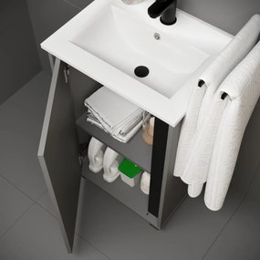 Zestaw Szafka z umywalką FOX 49 cm chinchilla szara/czarna KROFAM