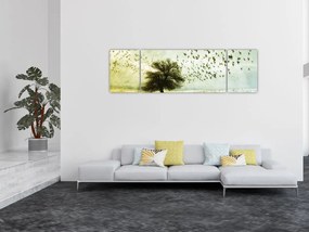 Obraz - Malowane stado ptaków (170x50 cm)