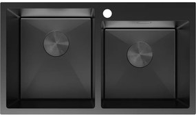 Mexen Xorin zlewozmywak stalowy 2-komorowy 780 x 450 mm, czarny - 6441782000-70