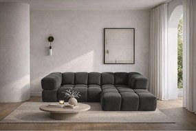 Narożnik w kształcie L Averro, tkanina Bluvel, Czarny, Prawy