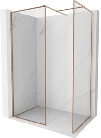 Mexen Kioto-F ścianka prysznicowa Walk-in z ramką 145 x 100 cm, transparent 8 mm, miedź szczotkowana - 800-145-202-04-65-100