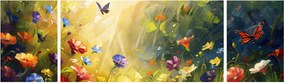 Obraz - Wiosenna łąka kwiatowa, malarstwo (170x50 cm)