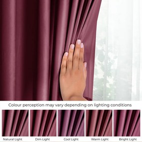 Bordowa/różowa aksamitna zasłona częściowo zaciemniająca (dimout) 140x270 cm Eyelets – Restilo