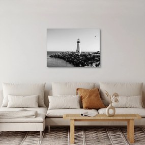 Obraz - Latarnia morska na wybrzeżu, Santa Cruz, Kalifornia (70x50 cm)