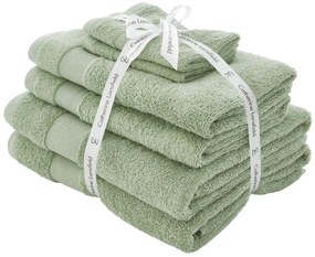 Zielone bawełniane ręczniki frotte zestaw 6 szt. Anti-Bacterial – Catherine Lansfield
