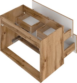 Szafka pod umywalkę nablatową Wood 01, dąb wotan, 80 cm - zestaw 1