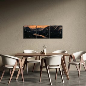 Obraz jeziora między górami (z zegarem) (90x30 cm)