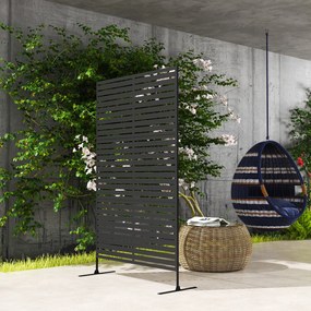 Outsunny Zewnętrzny Parawan Metalowy, Design z Lameli, Dekoracyjny Parawan Rozdzielający na Taras, Ogród, Balkon, Czarny