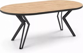 Rozkładany stół Nadi 100-176 / 120-196 cm okrągły blat z płyty laminowanej, metalowa podstawa